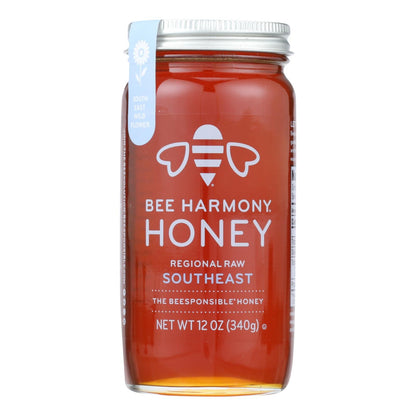 Bee Harmony Raw Regional Honey 12 Oz Jars (Pack of 6)