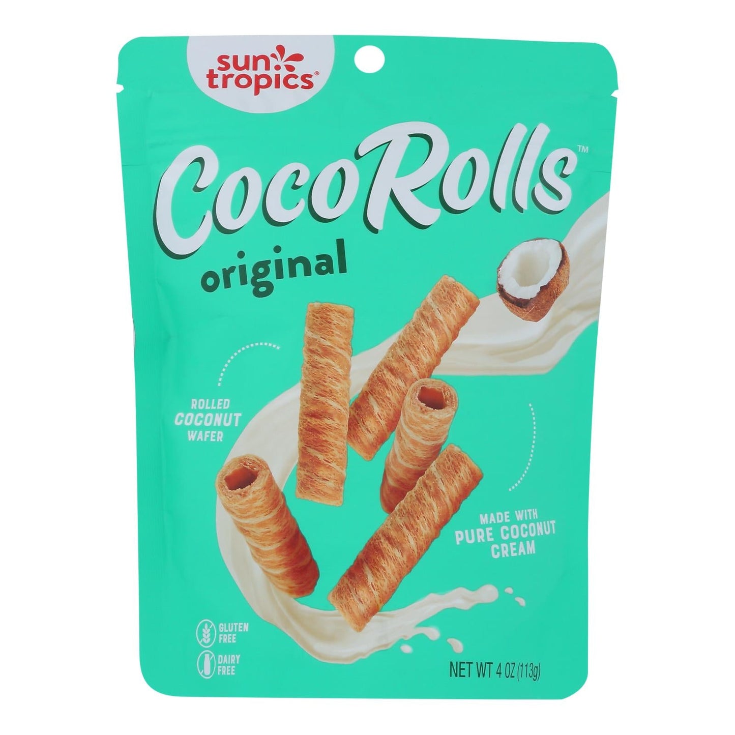 Sun Tropics Coco Rolls, Original Rolled Coconut Wafers (Pack of 12, 4 Oz.)