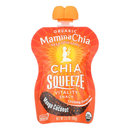 Mamma Chia Vitality Squeeze Snack - 3.5 Oz. Mango Coconut Goodness (Pack of 16)