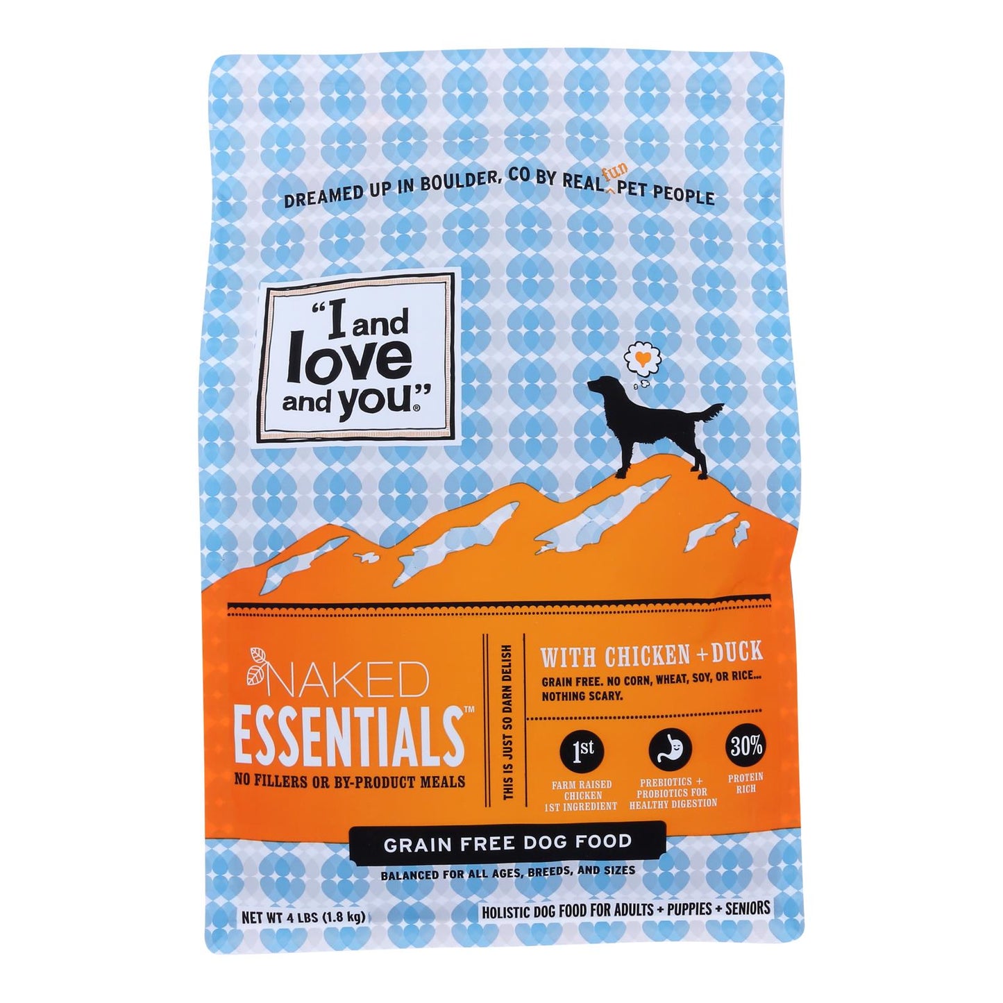 I and Love and You Dog Kibble, Chicken & Duck Flavor (4 lb Bags, Pack of 4)