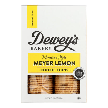 Dewey's Bakery Cookie Thins Meyer Lemon - Refreshingly Crisp (Pack of 6, 9 Oz)