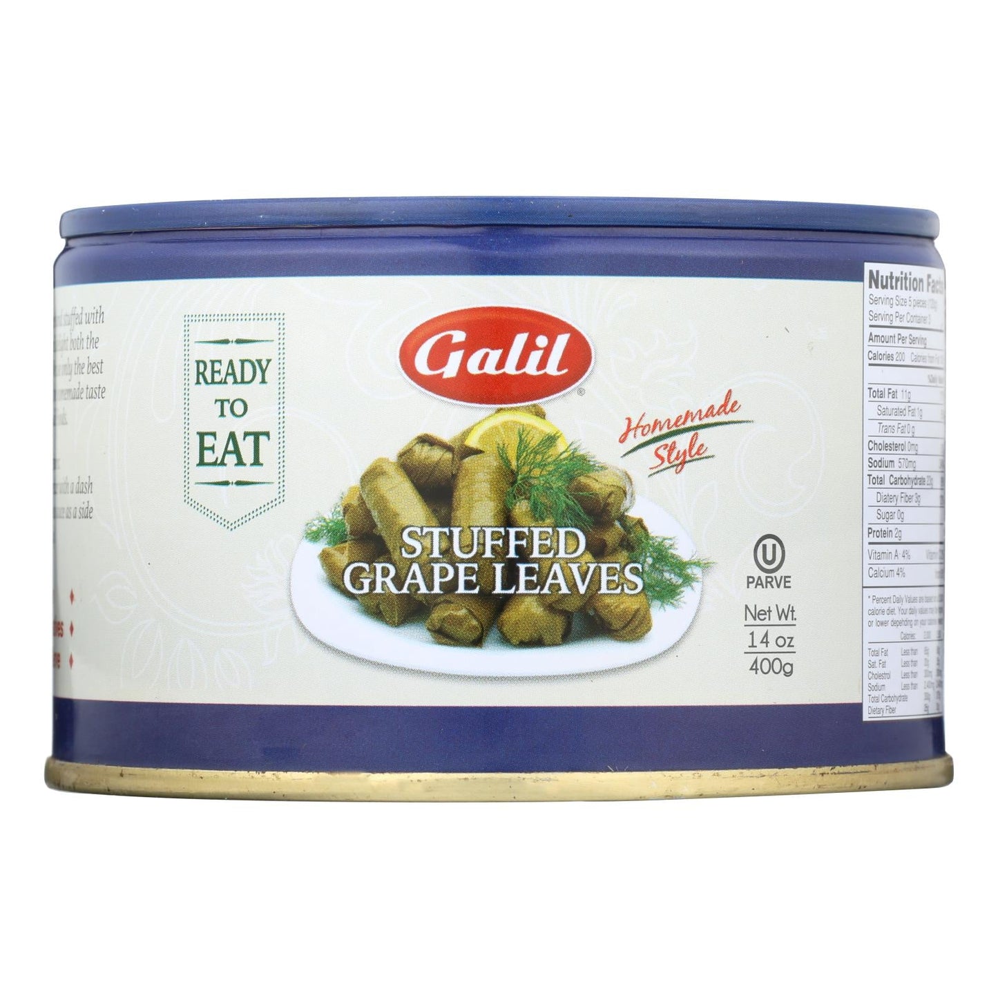 Galil Homemade Style Greek Stuffed Grape Leaves - 14 Oz (Pack of 12)