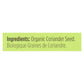 Spicely Organics Coriander Seeds, Organic, 6 x 0.3 Oz. Packs