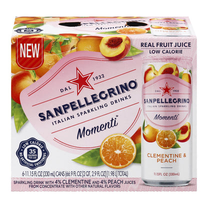 San Pellegrino Clementine Peach Sparkling Water - Case of 4 - 6/11.15 oz. Cans