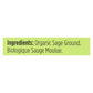 Spicely Organics Organic Ground Sage (6 x 0.3 Oz)