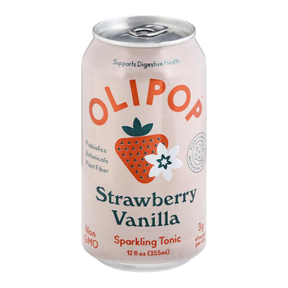 Olipop Sparkling Strawberry Vanilla Tonic (12 Fl Oz, 12-Pack)