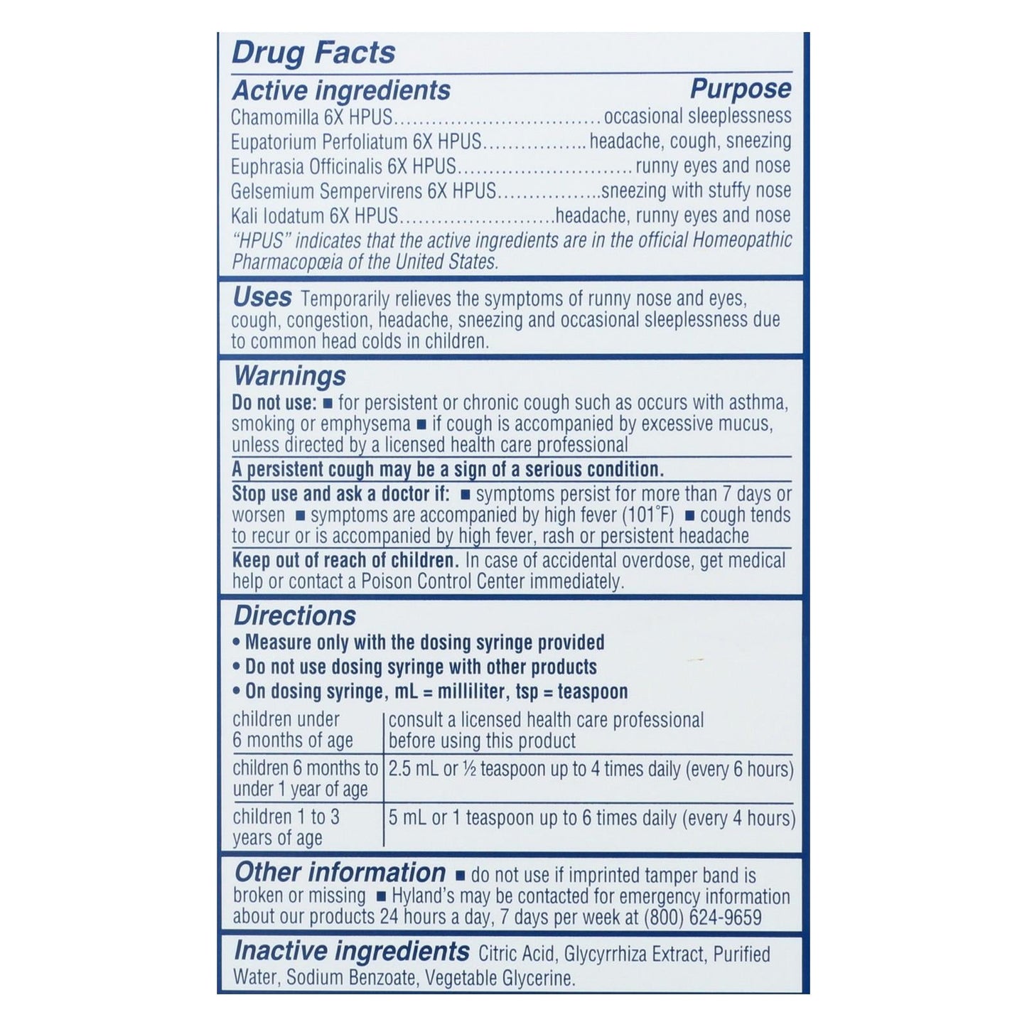 Hyland's Homeopathic Nighttime Cold Syrup for Babies, 4 Fl Oz