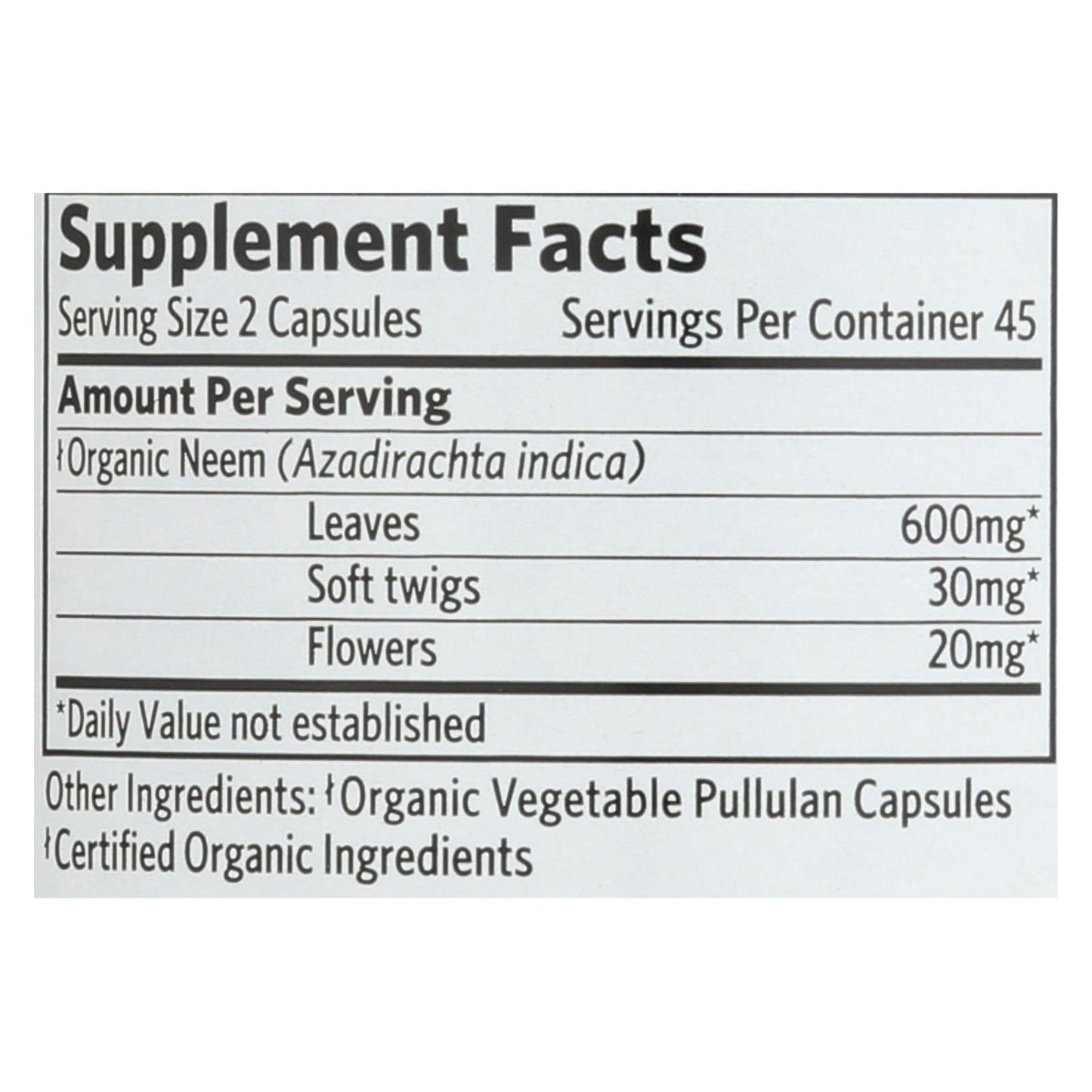 Organic India Neem Whole Herb Supplement, 90 Capsules