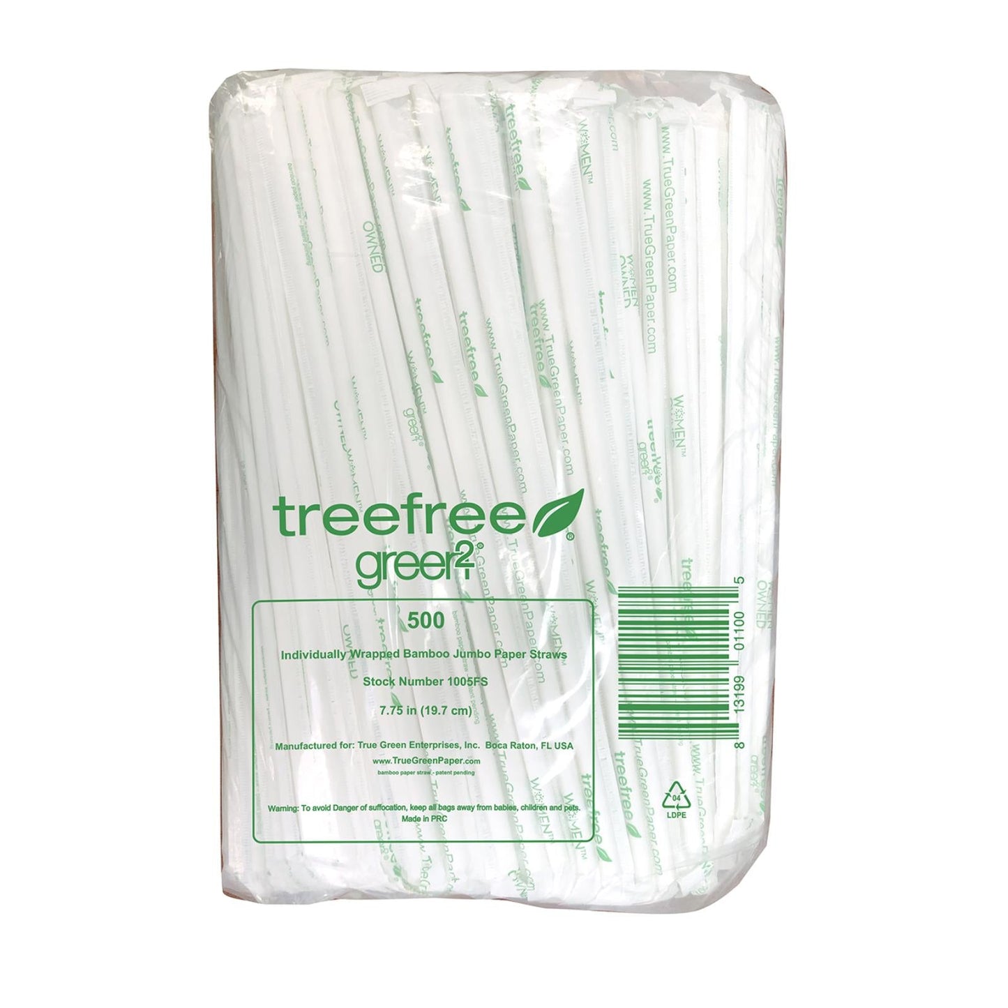 Green 2 500 Count Eco-Friendly Bamboo Paper Jumbo Straws - Case of 12