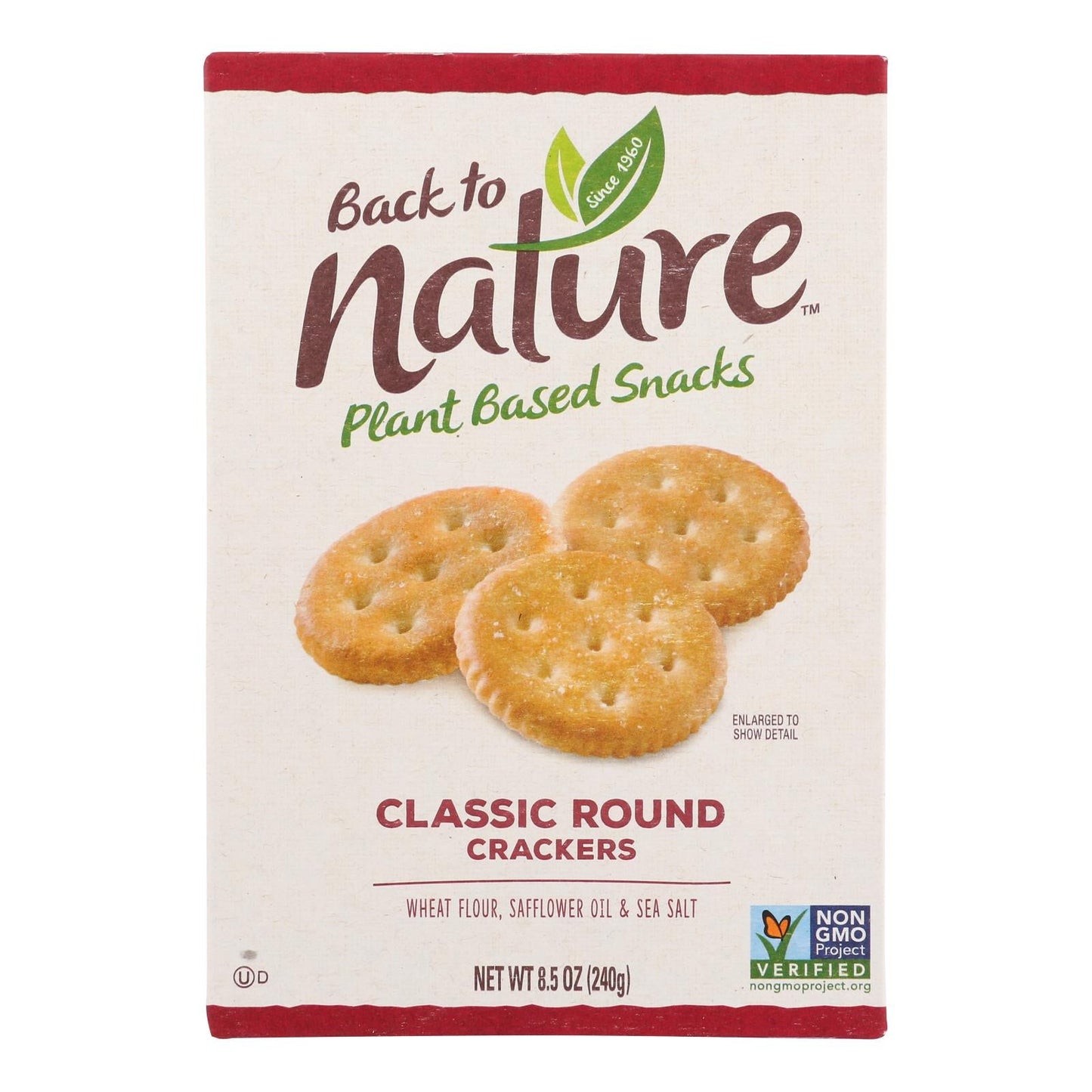 Back To Nature Classic Round Safflower Oil & Sea Salt Crackers, 8.5 Oz. (Pack of 6)