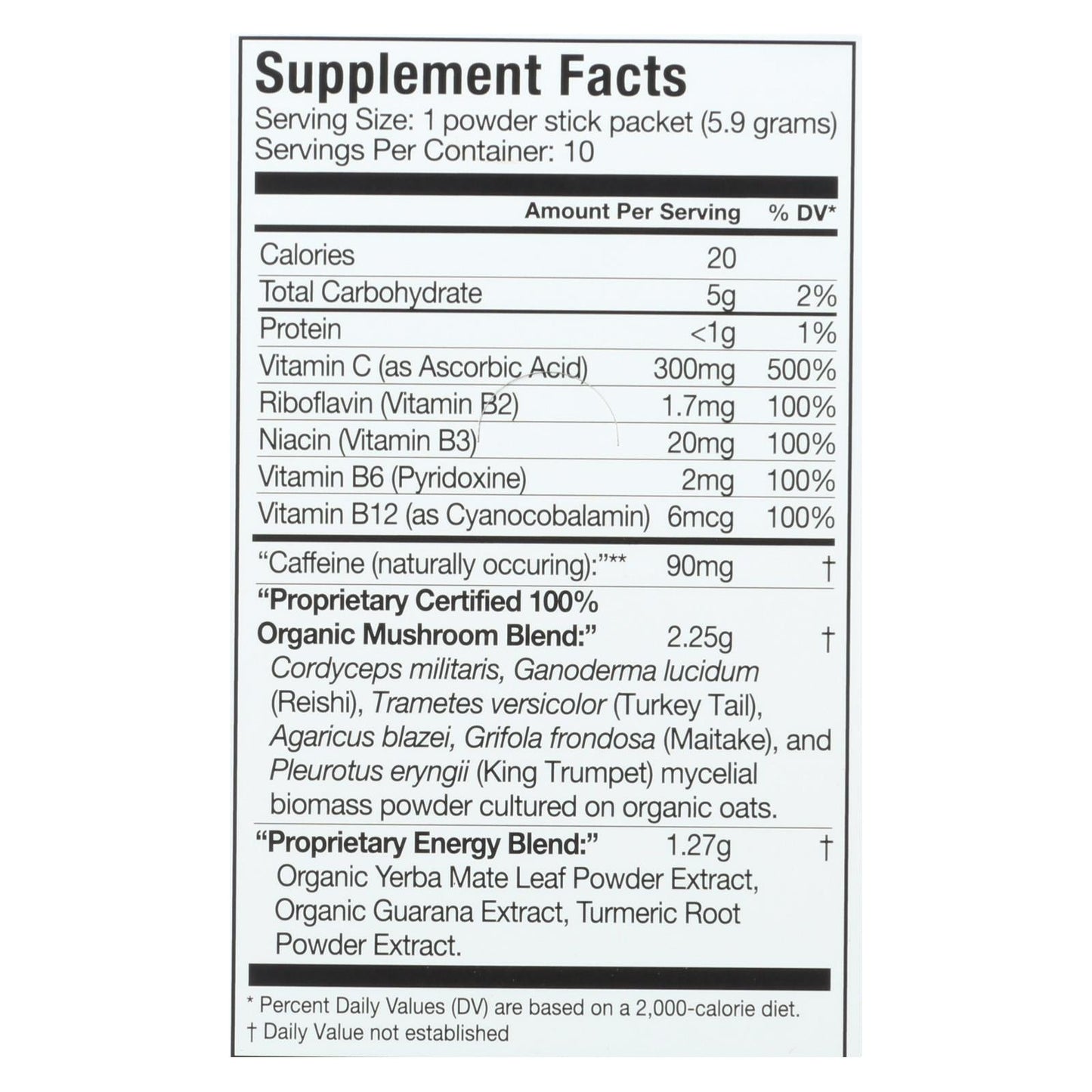 Om Organic Mushroom Energy | Citrus Orange Extract | Dietary Supplement (10 Pack) - 0.21 Oz.