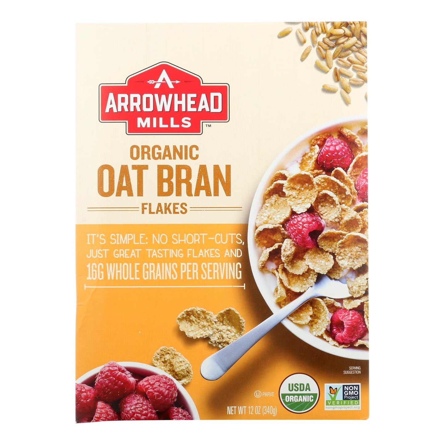 Arrowhead Mills Oat Bran Flakes, Case of 6 - 12 oz. Boxes