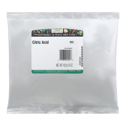 Frontier Herb Citric Acid - Pure Granulated Lemon Crystals - Baking Essential - Preservative - 1 lb