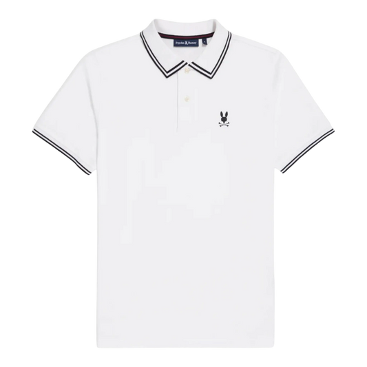 Psycho Bunny Lambert Pique Polo Men Shirt White/Black