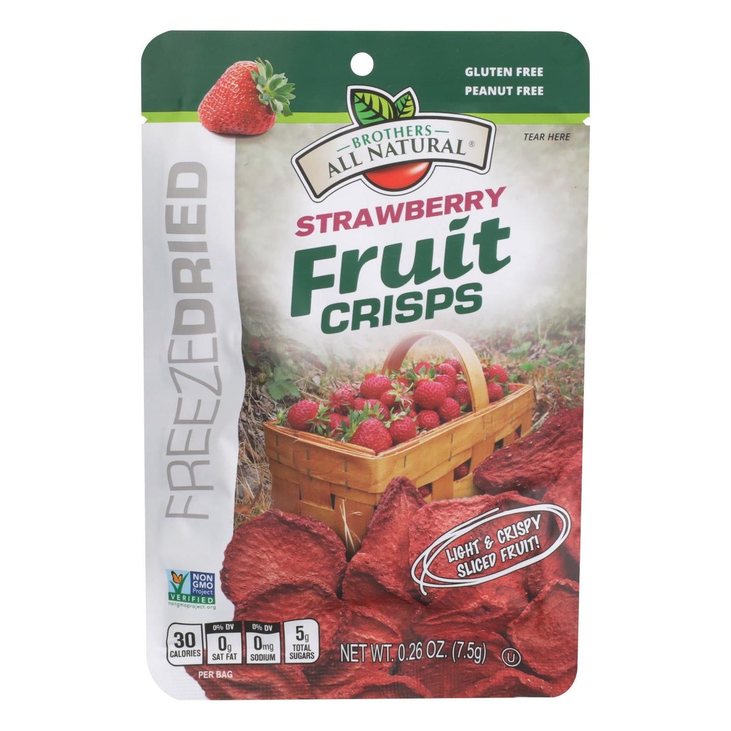 Brothers All Natural Strawberry Fruit Crisps - Pack of 24 - 0.26 Oz. Each