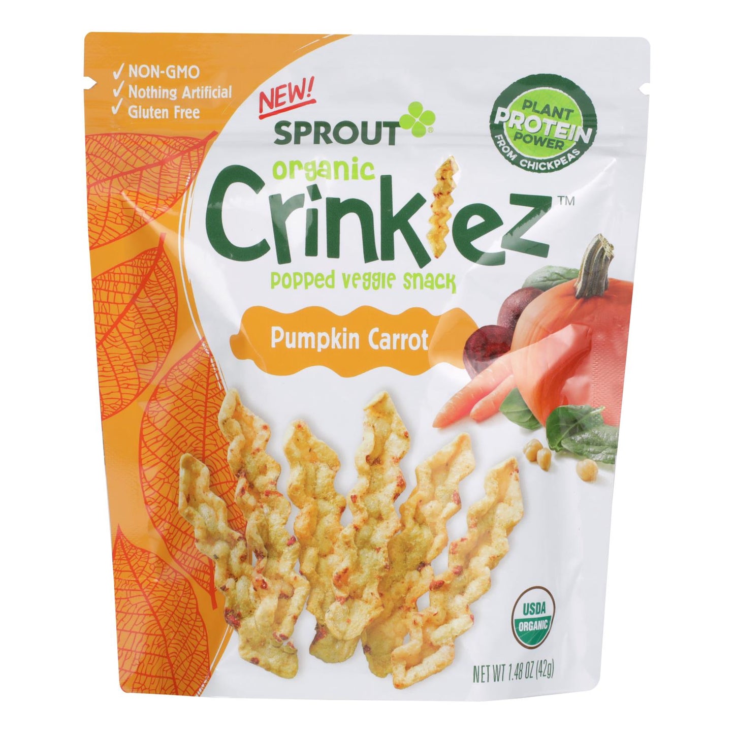 Sprout Pumpkin Carrot Crinklez - 6 Packs of 1.48 oz