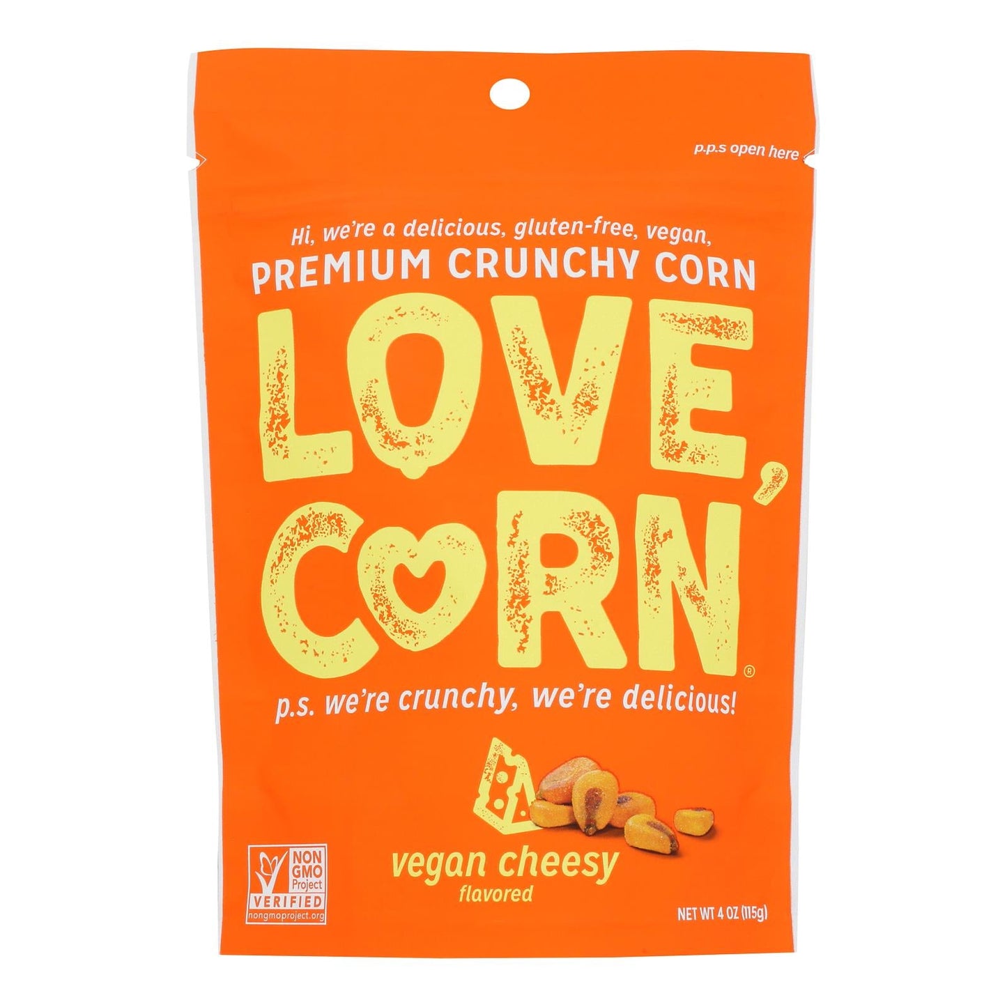 Love Corn Crunchy Corn Cheezy, 4 Oz, Pack of 12