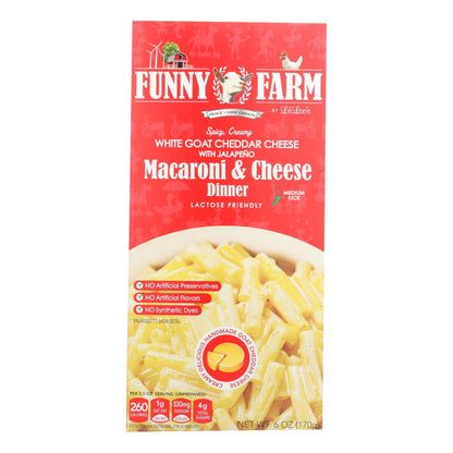 Laloo's Funny Farm White Goat Cheddar Cheese with Jalapeno Mac & Cheese Dinner - 8 Pack - 6 Oz Each