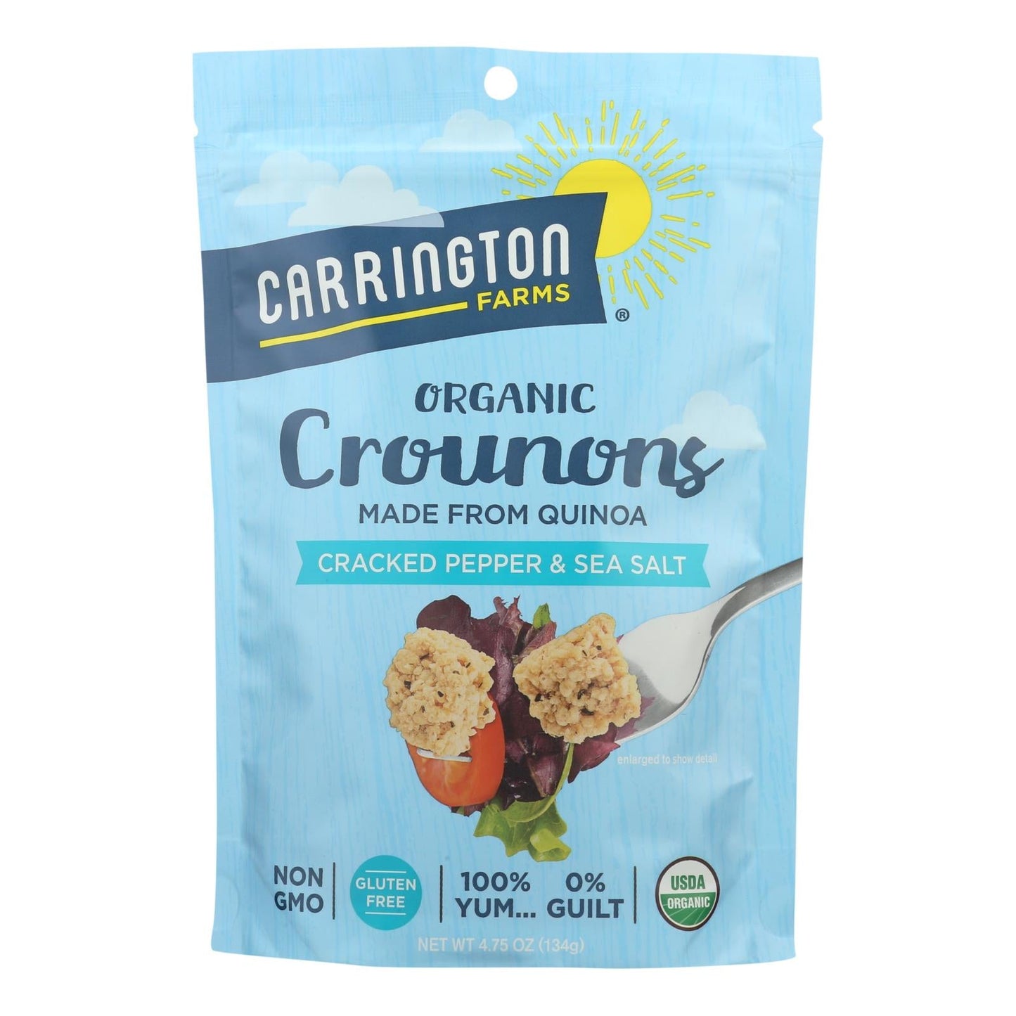 Carrington Farms Organic Quinoa Croutons, Cracked Pepper & Sea Salt, 4.75 oz, Case of 6