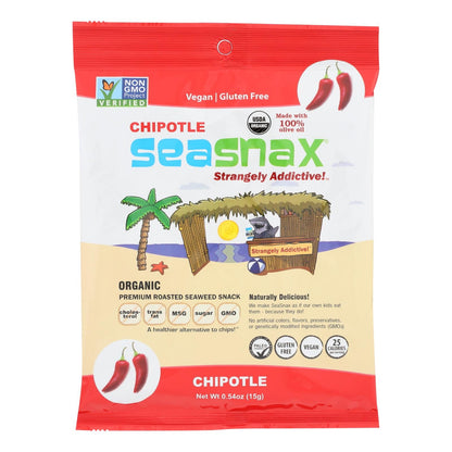 Seasnax Premium Roasted Organic Chipotle Seaweed Snack - 16 Pack - 0.54 Oz.
