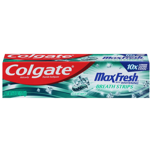 Colgate Max Fresh Toothpaste With Mini Breath Strips Clean Mint - 6oz