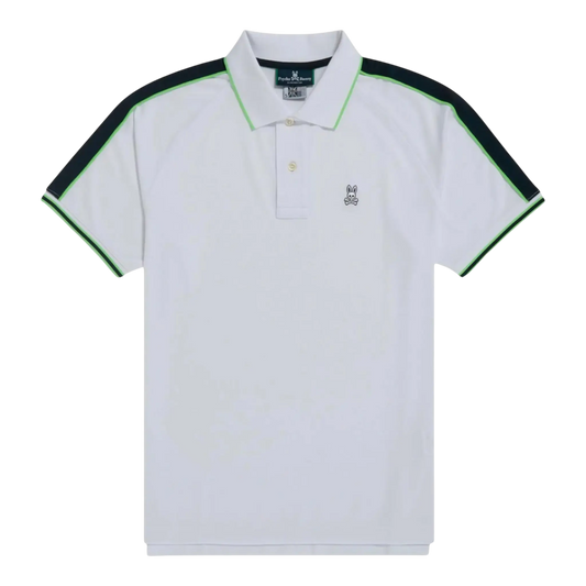Psycho Bunny Jayden Stripe Sport Men Polo Shirt White/Navy