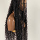 Crush Bohemian Cornrow Braided Wig, Swiss Full Lace, Black Color, Waist Length, Standard Density.