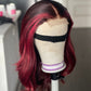 4 By 4 Loose Wavy Closure Wig (100% Human Hair) 18 Inches Wine Color