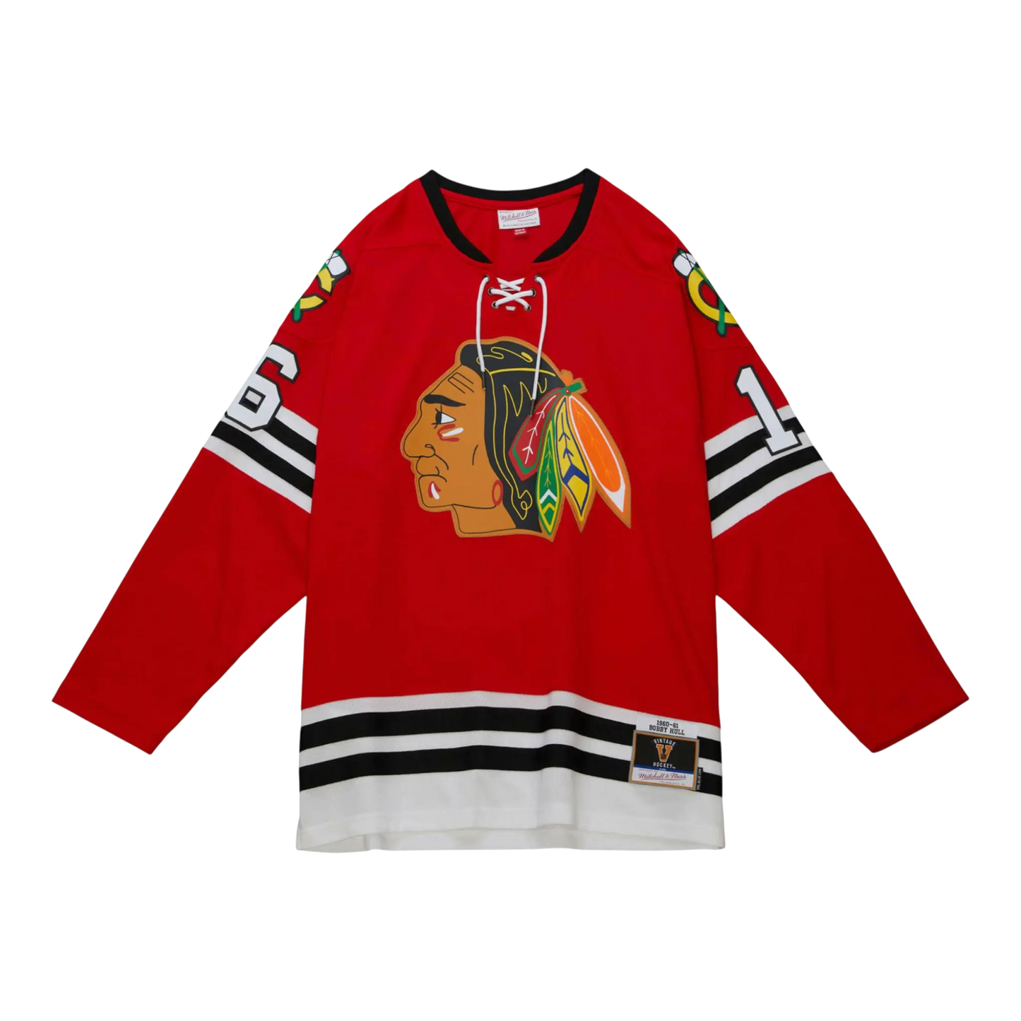 Mitchell & Ness Blue Line Bobby Hull Chicago Blackhawks 1960 Men Jersey Scarlet