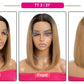 180% Density Dark Root Ginger Ombre Straight Bob Wig | Transparent T-Part Lace Front Human Hair