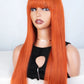 Dirty Pink Straight Human Hair Wig with Bangs | Full Machine Made Brazilian Remy for Women (Wear & Go)