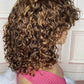 Ombre Honey Blonde Jerry Curly Pixie Bob Wig | Remy Human Hair with Bangs