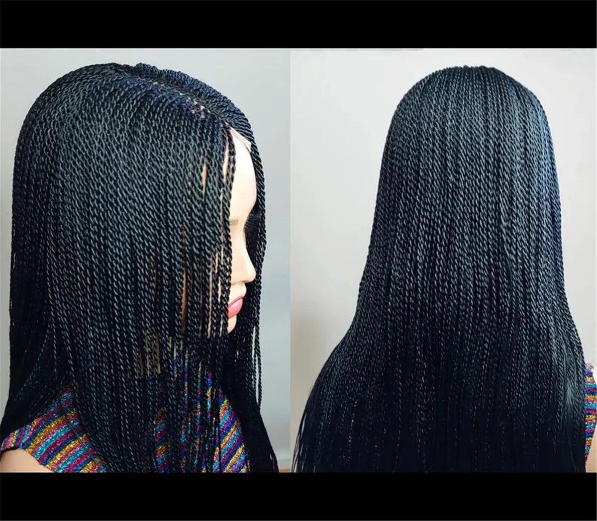 Senegalese Micro Twist Braided Wig | Bob Length | Light Passion Twist | Lace Front Wig | Black Women