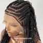 French Braid Bohemian Cornrow Wig, 100% Human Hair, Full Lace, Black Color - Dash (Tara)