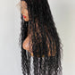 Bohemian Knotless Braided Wig, Swiss Full Lace, Black Color, Waist Length - READY TO SHIP