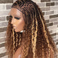 Raw Human Hair Flowy Knotless Wig (100% Raw Human Hair Lace & Curls) Mixed Colors