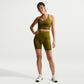 Nike Womens Pro Seamless Cropped Tank Top - Olive