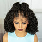 16" Cornrow Braids Wig with Afro Kinky Curly Ends | Knotless Lace Front | Baby Hair