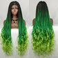 36" Water Wave Braided Wig | Lace Front | Baby Hair | Long Braids