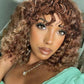 180% Density Jerry Curly Pixie Bob Wig with Bangs | Highlight 1B/P1B/30 Remy Human Hair