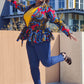 African Print  Long Sleeved Peplum Blouse