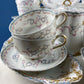 Antique Limoges Breakfast Lunch Dish Set for 8. Floral Motif: Forget-me-Nots Tea Roses. French Country Living. Dining Tea Room Decor.