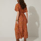 Bohera Bernadette Floral Neck Ruffle Dress