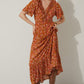 Bohera Bernadette Floral Neck Ruffle Dress