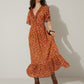 Bohera Bernadette Floral Neck Ruffle Dress