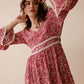 Bohera Rose Lane Flare Sleeve Tie Dress