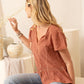 Bohera Kylee Short Sleeve Button Down Washed Top