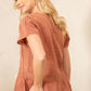 Bohera Kylee Short Sleeve Button Down Washed Top