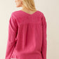 Rosalee V-Neck Top In Magenta