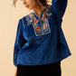 Juliana Azure Embroidered Top